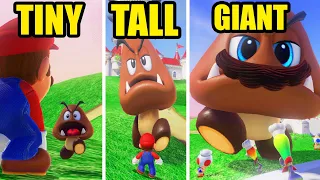 TINY vs TALL vs GIANT Mario Enemies! (Mario Odyssey Size Mod) - Goomba, Chain Chomp, T-REX + MORE!