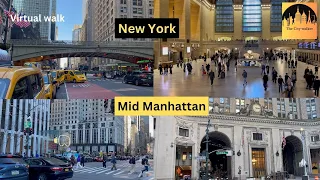 4K 🇺🇸 NYC Virtual Walking Tour from 5th ave Central Park to Grand Central Terminal.