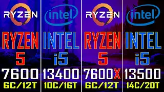 RYZEN 7 7600 vs INTEL i5 13400 vs RYZEN 7 7600X vs INTEL i5 13500 || PC GAMES TEST ||