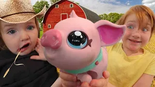 PET PiG inside our HOUSE 🐷  Adley & Niko learn how to care for baby pigs! adopting a farm animal