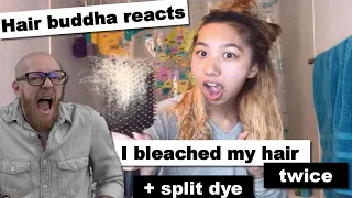 She BLEACHED (2x) and KILLED her hair - Hair Buddha reaction video on hair fail #hair #beauty