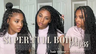 HOW TO: DIY Light& Flowy SMEDIUM* EXTRA FULL BOHO KNOTLESS BRAIDS+ @Ywigs HUMAN BRAIDING HAIR REVIEW