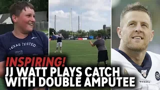 JJ Watt tosses pigskin with young amputee QB