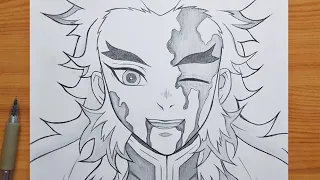 How to draw Kyojuro Rengoku | Demon Slayer | Rengoku step_by_step | easy tutorial
