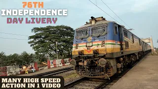 Indian Railways High Speed Railfanning Compilation | 76th Independence Day Livery Wap-7 spotted