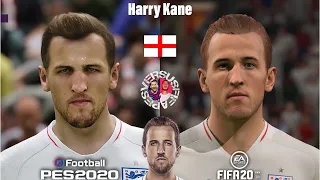 PES 2020 vs. FIFA 20 | England national football team Player Faces Comparison