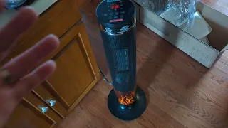 ECOWELL 33" Tower Space Heater 3D Flame Tower Fan Heater with Remote, 3 Modes, Timer, Tip-Over