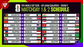 Matchday 1 & 2 Schedule: FIFA World Cup 2026 AFC Asian Qualifiers Round 2