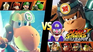 Mario Strikers Battle League Team Yoshi vs Team Donkey Kong at Lava Castle