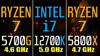 RYZEN 7 5700G vs INTEL i7 12700K vs RYZEN 7 5800X || 7 PC GAMES BENCHMARK TEST ||