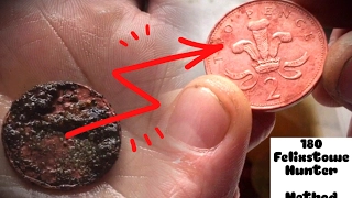 How to clean coins UK 🇬🇧 metal detecting finds | start to finish |  #1method ✓ ©️180FH