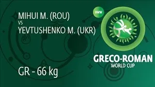 Round 1 GR - 66 kg: M. YEVTUSHENKO (UKR) df. M. MIHUI (ROU) by TF, 8-0