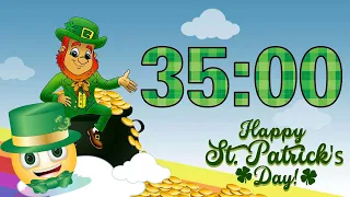 35 Minute 🍀 St. Patrick's Day 🍀 Countdown Timer - Irish Music Alarm 🎵