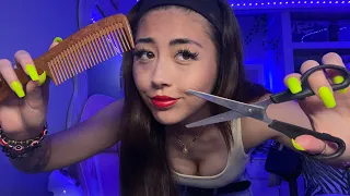 ASMR haircut gone wrong! ✂️💤 (Fast and aggressive, chaotic) with real hair!