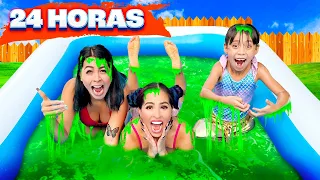 24 HORAS EN LA ALBERCA DE SLIME ¡PASAR LA NOCHE FUE LO PEOR! 😰Karla Bustillos