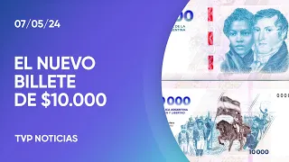 Ya circula el nuevo billete de $10 000