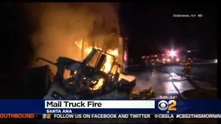 USPS Mail Truck Catches Fire On 57 Freeway