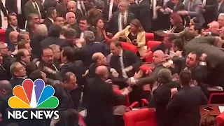 Fists Fly As Lawmakers Brawl In Turkish Parliament | NBC News