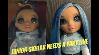 How to Reroot a Partline Without Buying Hair tutorial  (Junior High Skylar Doll) - doll craft hacks