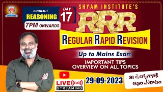 AP SI MAINS | REASONING | LIVE  | Day-17 | #shyaminstitute