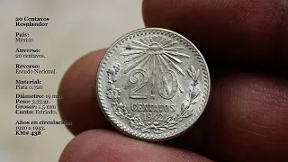 Moneda de 20 Centavos Resplandor 1942, México