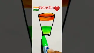 How to draw Indian 🇮🇳 flag with glass 🥤 drawing very easy #viral#shorts#drawing#art#trending