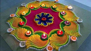 #1634  New special Diwali dhanteras rangoli | rangoli for Diwali | satisfying video