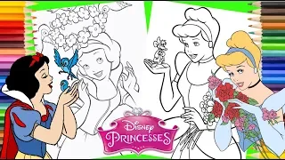 Disney Princess Cinderella & Jaq and Snow White - Coloring Pages for kids