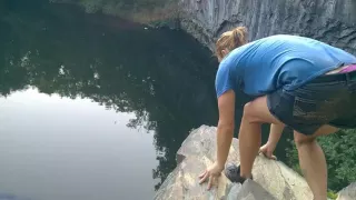 Chic does a 70Ft+ Cliff Jump at Wind Gap at Jacobsburg Quarry