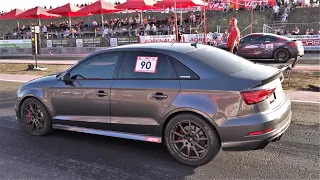 Audi RS3 vs BMW M5, M3, Audi RS7 and Audi RS6 - Drag Race