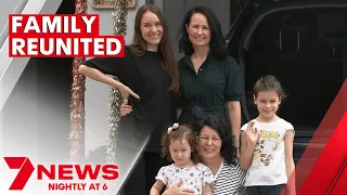 Family reunited with Brisbane relatives after fleeing war in Ukraine | 7NEWS