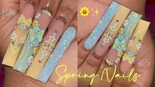 YELLOW & BLUE SPRING NAILS 🌼🩵💛 | ANNOUNCING GIVEAWAY WINNER ✨