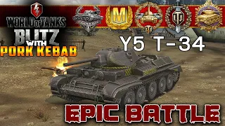 WoT BLITZ GREAT BATTLES - Y5 T-34. Pool, Lehvaslaiho’s, Mastery Badge, Top gun, High caliber