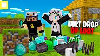 Minecraft But Dirt Drops OP Items With GamerRoshni | AnxoPlayz