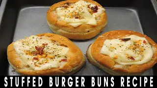 Stuffed Burger Recipe | Stuffed Burger Buns | Cheese Burger Recipe | Burger Recipe