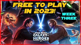 3 WEEKS UPDATE!  Free to Play SWGOH in 2023!  What am I Farming and Why?