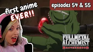 FIRST ANIME EVER!! Fullmetal Alchemist Brotherhood Reaction - Episode 54 & 55