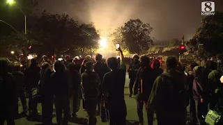 Police face off with UC Santa Cruz protesters in the middle of the night (Raw)