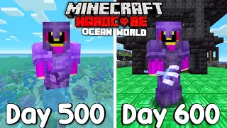I Survived 600 Days Of Hardcore Minecraft, In an Ocean Only World...