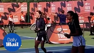 Kate Middleton and Emma Raducanu play a game of doubles