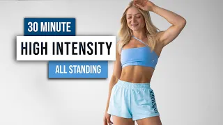 30 MIN KILLER ALL STANDING HIIT Workout - No Equipment, No Repeat, Sweaty Home Workout