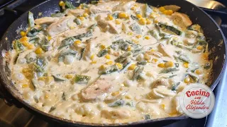 Receta de POLLO CON RAJAS POBLANAS Y CREMA, super deliciosas!!!