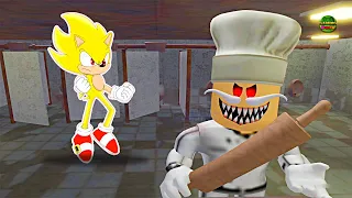 SUPER SONIC VS Escape Papa Pizza's Pizzeria SCARY OBBY in Roblox HD