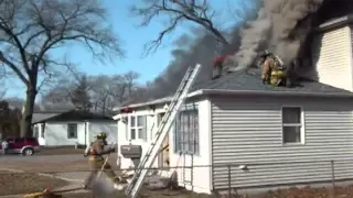 Flashover Or Backdraft Occurs While Crews Are In A Working House Fire In New Chicago.
