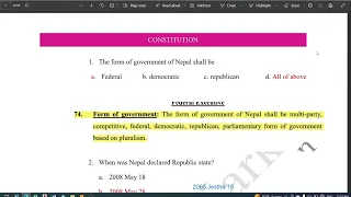 Objective Questions on Constitution of Nepal- Part 1