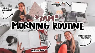 7 a.m. college morning routine | preparing for a busy day, hair-care routine, computer work, more!