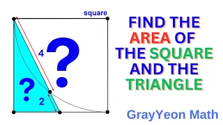 Find the area of the square and blue triangle #geometryskills #mathpuzzles #thinkoutsidethebox