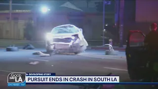 Pursuit ends in crash in South LA