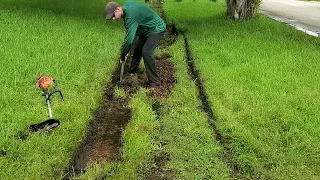 OVERGROWN Edges So Bad Rain Water Couldn't DRAIN Properly!  Overgrown Lawn Transformation