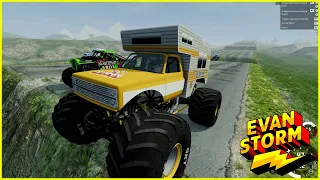 Evan Storm VS Monster Jam ZOMBIE: BeamNG Drive Monster Truck Racing Crash Hard 2.0